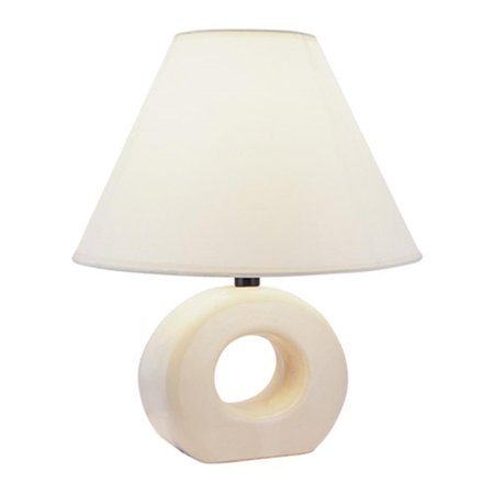 CLING 12 in. Ceramic Table Lamp - Ivory with Coolie Lamp Shade CL106144